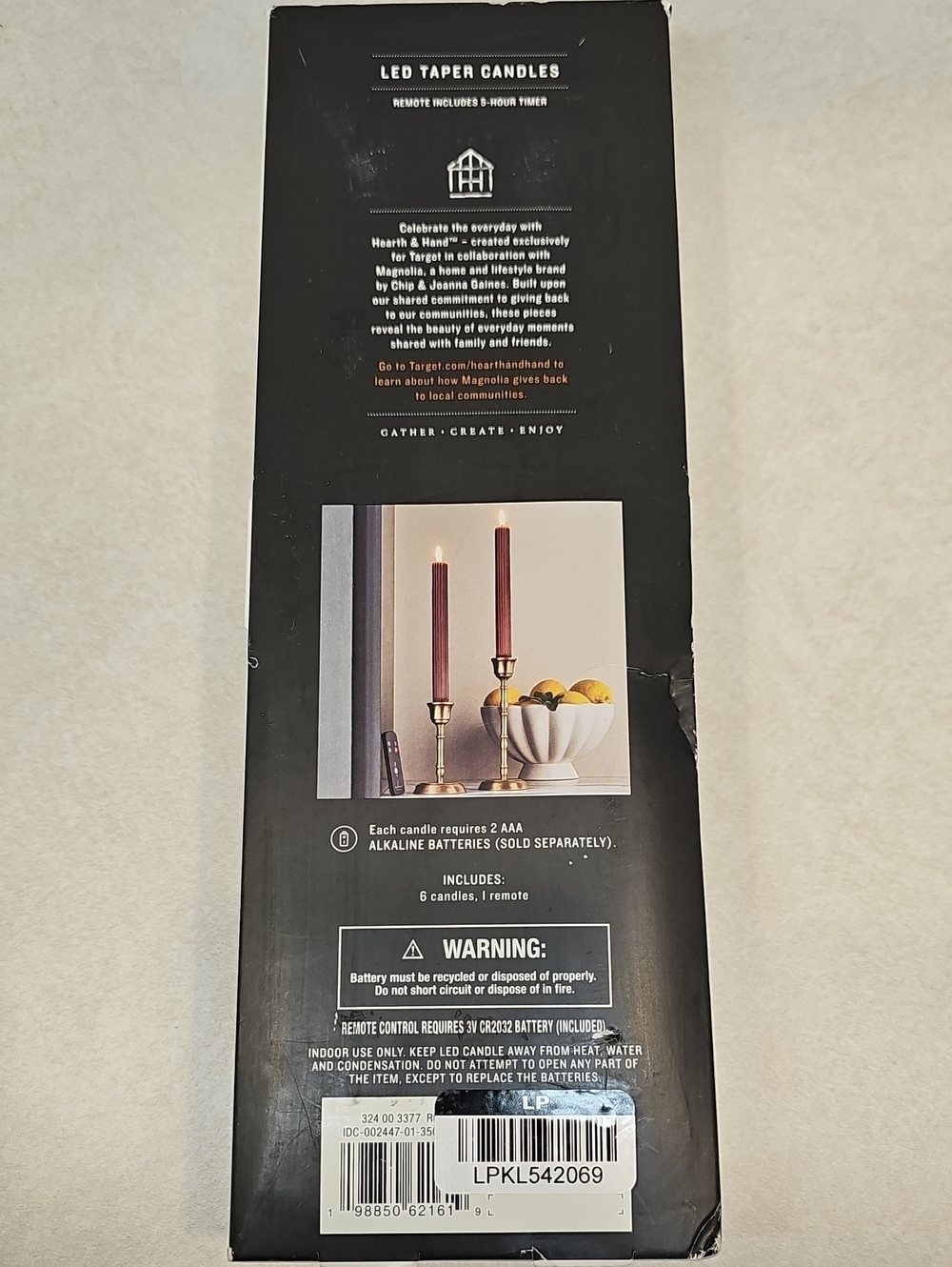 6pk. Ribbed Flameless LED Taper Candles - Red Hearth & Hand™ with Magnolia - Picture 5 of 5